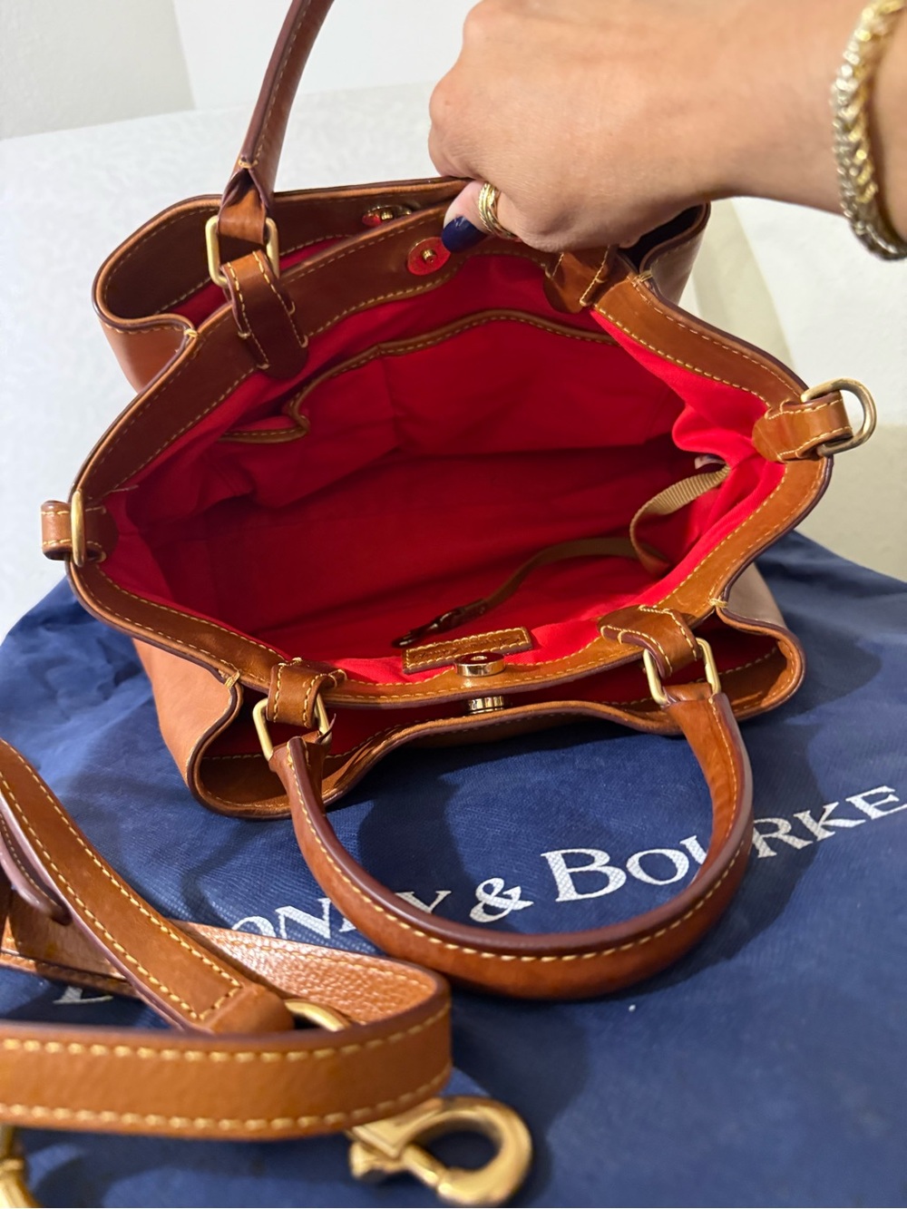 Dooney & Bourke Florentine Tan Leather Medium Shoulder Bag - Picture 9 of 16